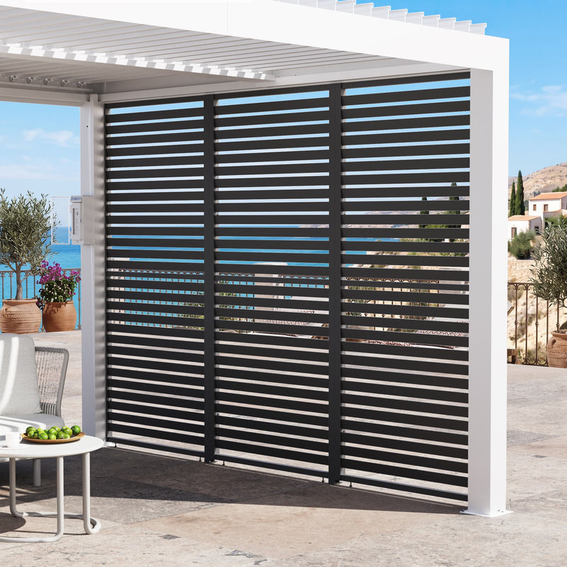10'x6.7' Privacy Screen for Aurora Louvered Pergola - Black