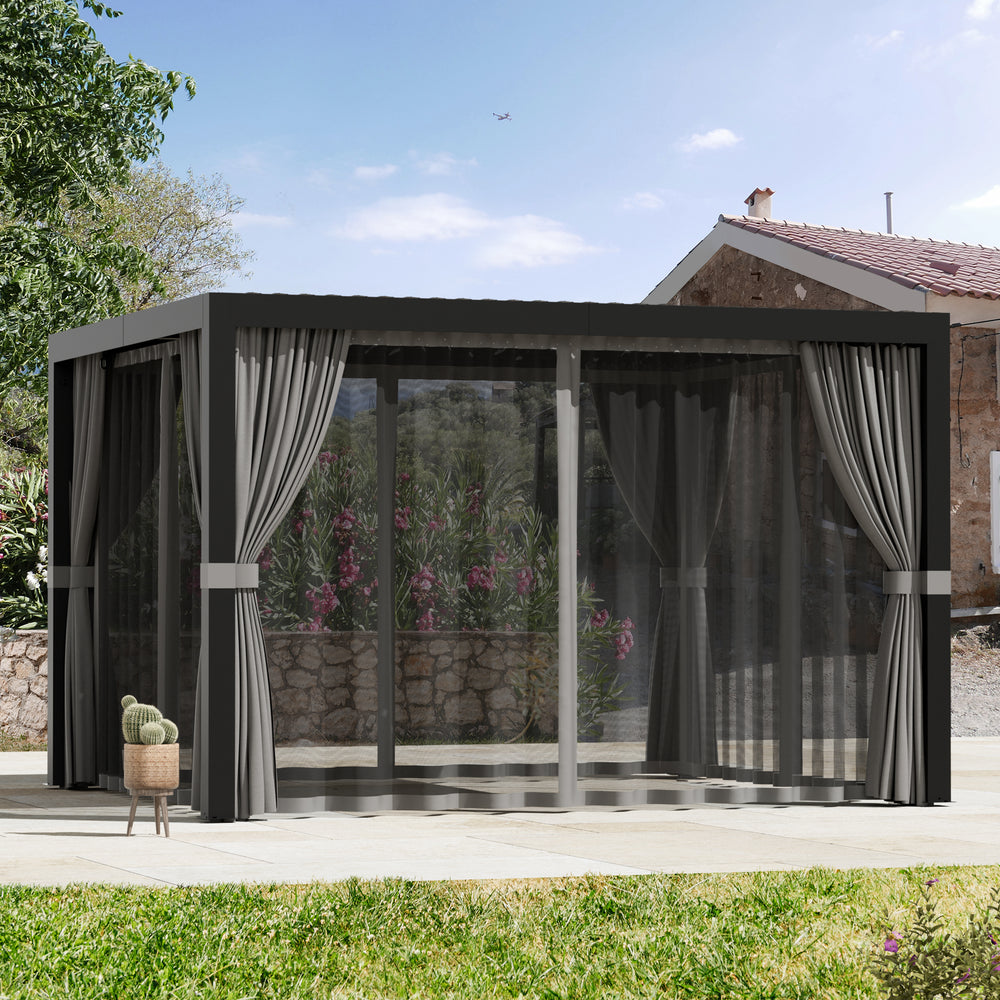 10x10 Privacy Curtains & Mosquito Netting Set for Louvered Pergola