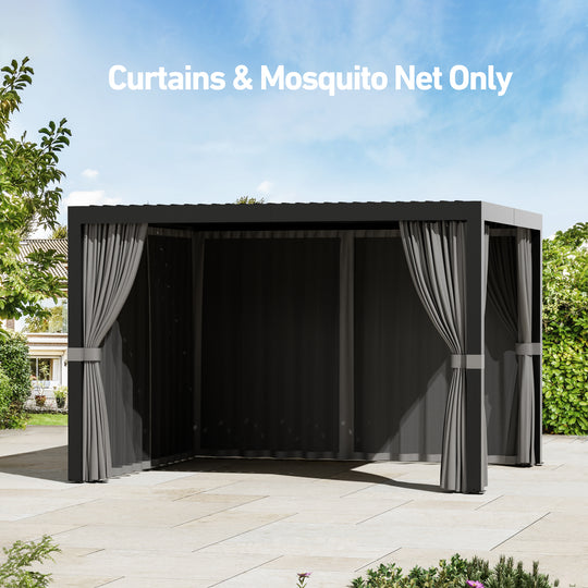 10x10 Privacy Curtains & Mosquito Netting Set for Louvered Pergola