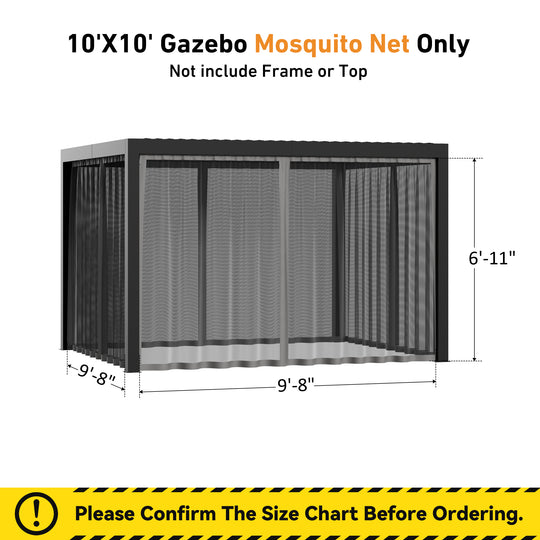 10x10 Privacy Curtains & Mosquito Netting Set for Louvered Pergola