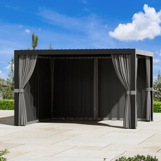 10x12 Privacy Curtains & Mosquito Netting Set for Louvered Pergola