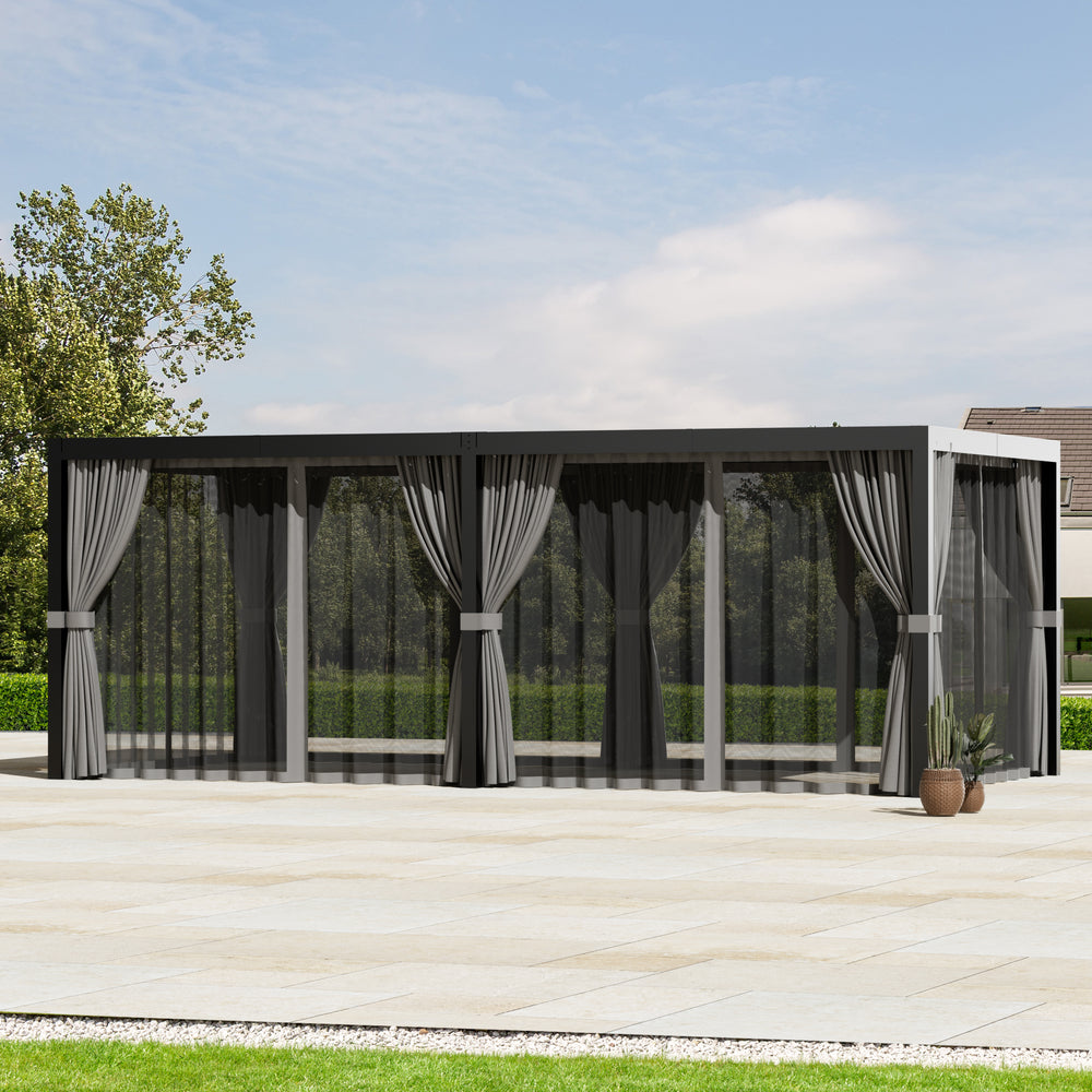 10x20 Privacy Curtains & Mosquito Netting Set for Louvered Pergola