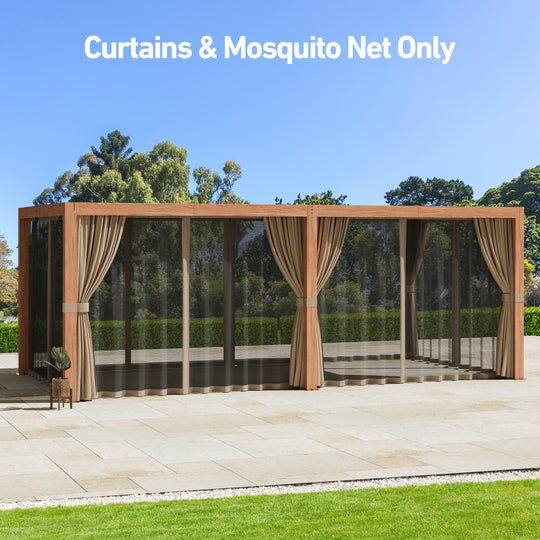 10x20 Privacy Curtains & Mosquito Netting Set for Louvered Pergola