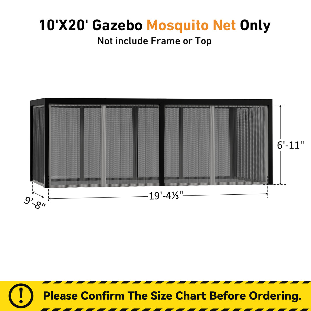 10x20 Privacy Curtains & Mosquito Netting Set for Louvered Pergola