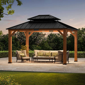 11'x13' Rosewood Cedar Hardtop Gazebo