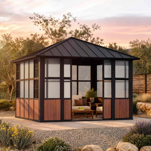 12'x12' Clario Solarium Hardtop Gazebo with Built-in TV Mount