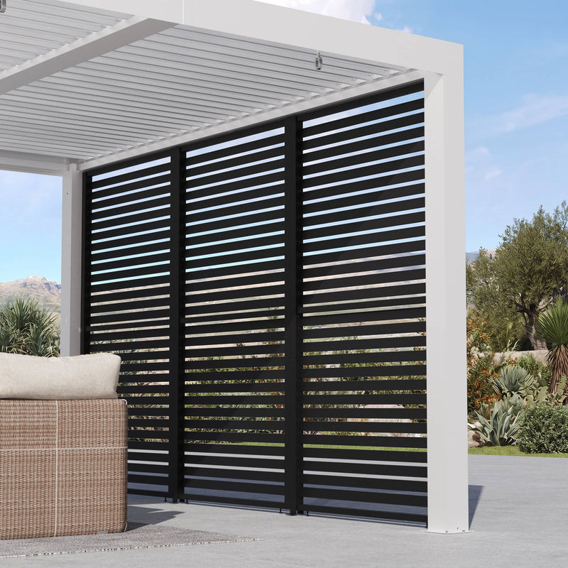 12'x6.7' Privacy Screen for Aurora Louvered Pergola - Black