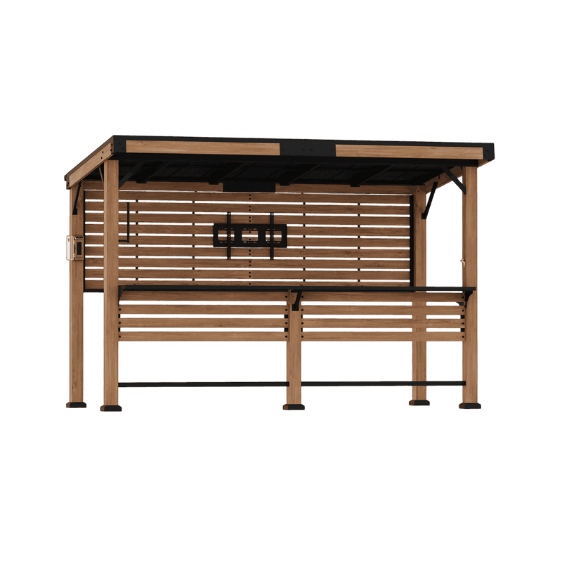 6'x11' Woodberry Cedar Hardtop Gazebo with TV Mount