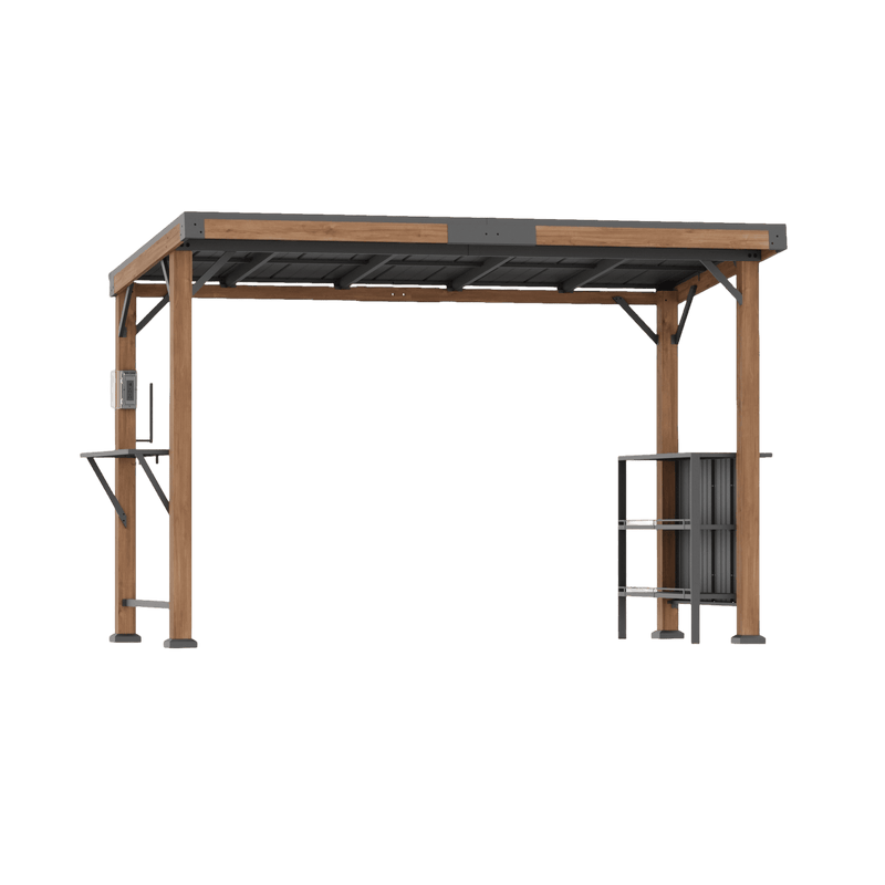 6'x12' Woodberry Cedar Hardtop Gazebo with Dual Bar Counters