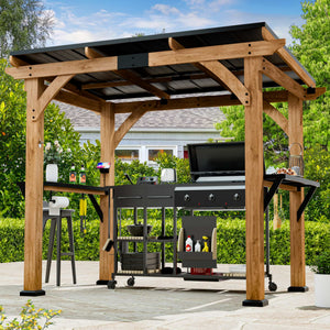 6'x8' Fusion Cedar Hardtop Gazebo with Electrical Outlets