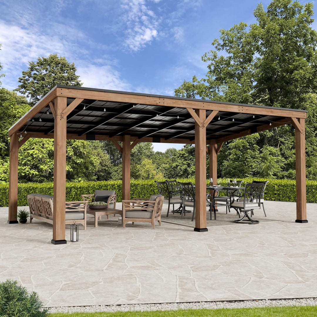Modern Shade Supreme Cedar Wood Gazebo 12' x 20' with Hardtop Slope Roof( noly 2 boxes)