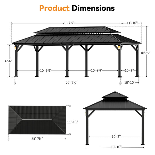 12x24 The Horizon Metal Hardtop Gazebo