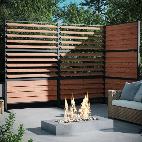 4'x6' Louvered Wood Privacy Fence with Open/Close Slats