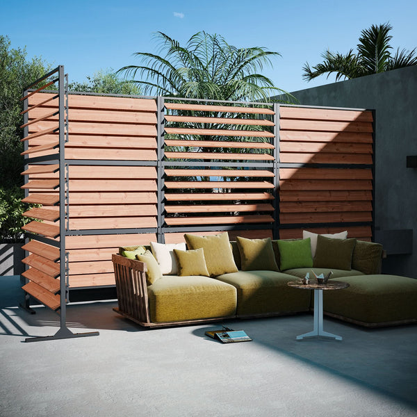 4'x6' Louvered Wood Privacy Fence with Open/Close Slats