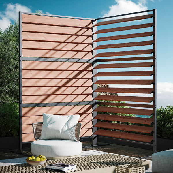 4'x6' Louvered Wood Privacy Fence with Open/Close Slats