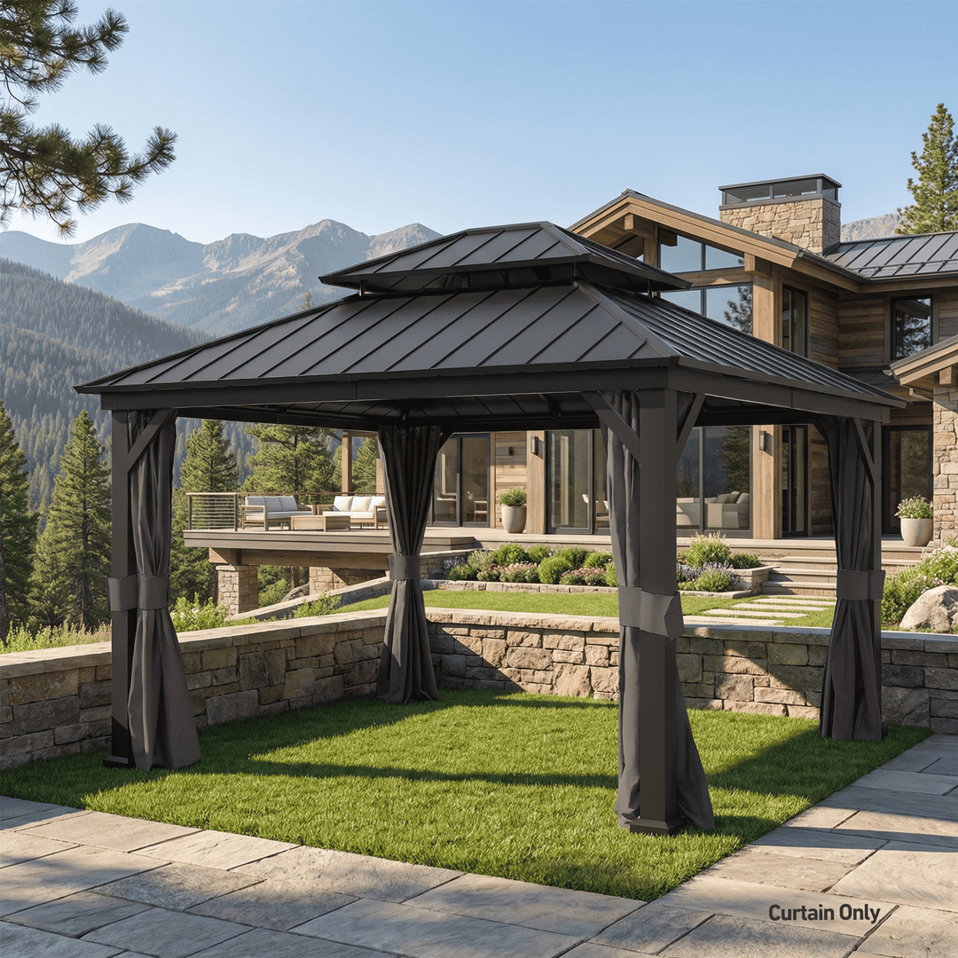 10x12 Privacy Curtain for Gazebo with Two-way Zipper