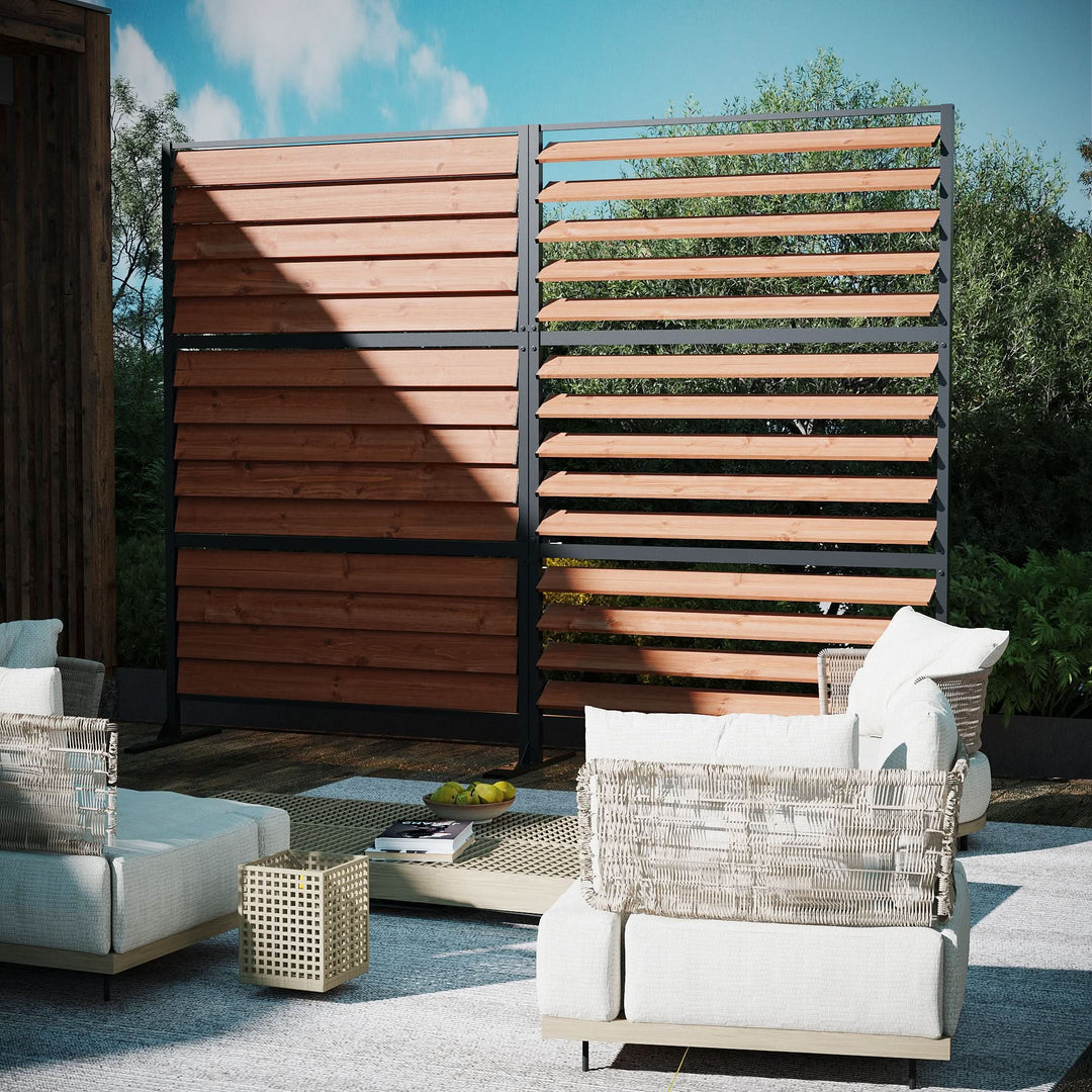 4'x6' Louvered Wood Privacy Fence with Open/Close Slats