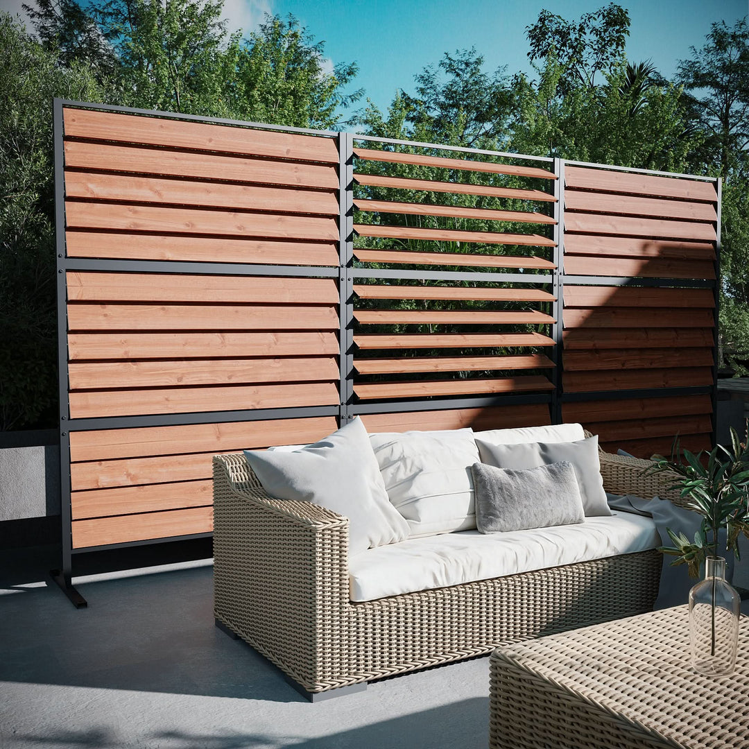 4'x6' Louvered Wood Privacy Fence with Open/Close Slats