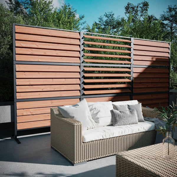 4'x6' Louvered Wood Privacy Fence with Open/Close Slats