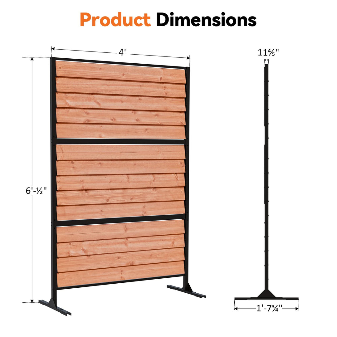 4'x6' Louvered Wood Privacy Fence with Open/Close Slats