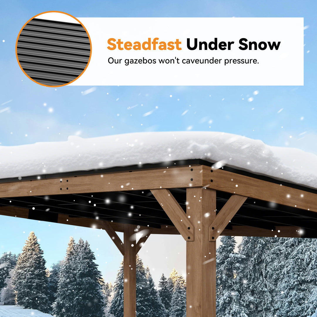 Modern Shade Supreme Cedar Wood Gazebo 12' x 16' with Hardtop Slope Roof, Wooden Grill Gazebo with Durable and Rot-Resistant, Supports Snow Loads and High Wind Speeds, Ideal for Backyard, Deck, Garden
