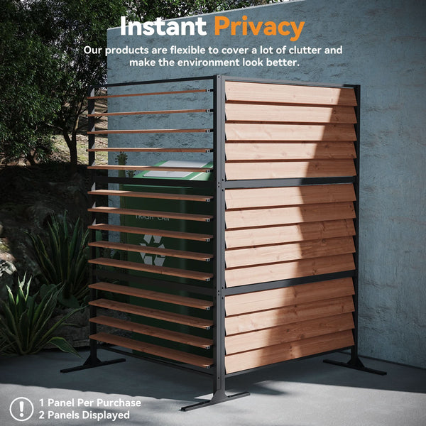 4'x6' Louvered Wood Privacy Fence with Open/Close Slats