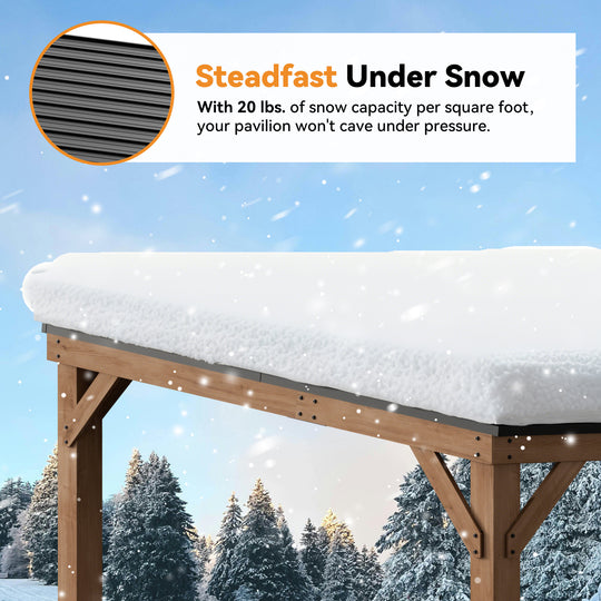 Modern Shade Supreme Cedar Wood Gazebo 10' x 12' with Hardtop Slope Roof, Wooden Grill Gazebo with Durable and Rot-Resistant, Supports Snow Loads and High Wind Speeds, Ideal for Backyard, Deck, Garden