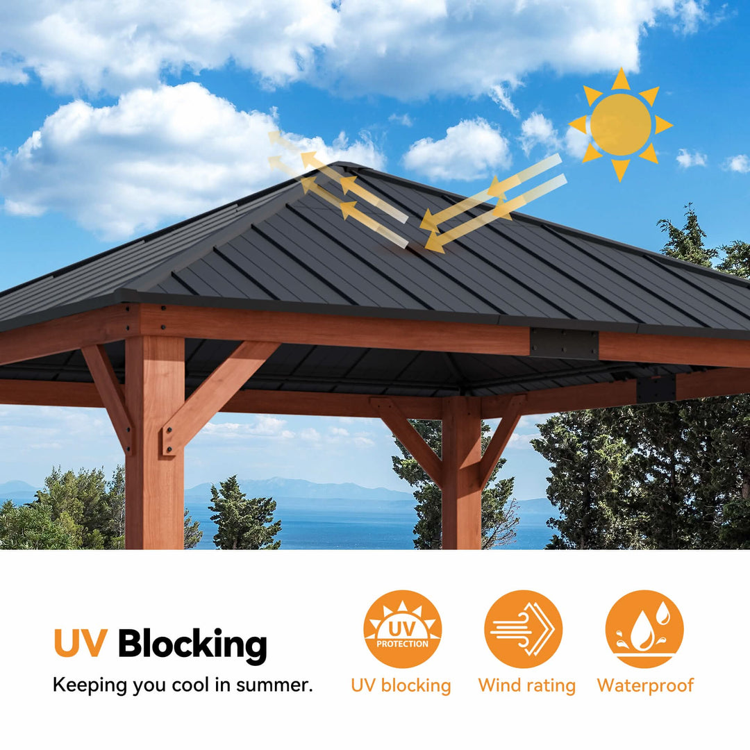 12×12 Tranquil Grove Cedar Hardtop Gazebo