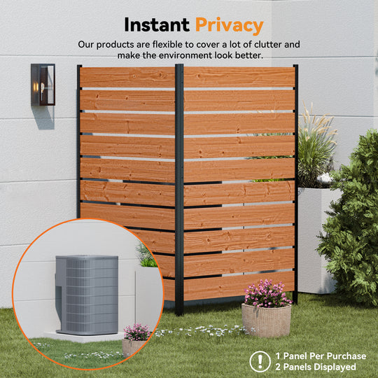 Modern Shade No Dig Freestanding Wood Privacy Fence Screen 5ft H x 3.3ft W Natural Wood, Outdoor Privacy Fence Panel for Deck Balcony Patio, Conceals Trash Cans Air Conditioner, Ultimate Fence Privacy Screen