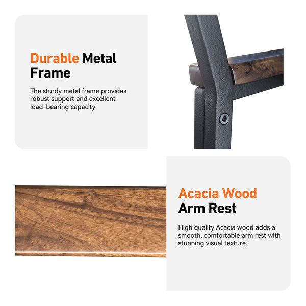 Mid-century Modern Accent Chair with Wooden Arms and Dual-Sided Cushion