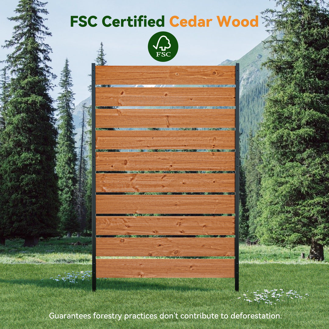 Modern Shade No Dig Freestanding Wood Privacy Fence Screen 5ft H x 3.3ft W Natural Wood, Outdoor Privacy Fence Panel for Deck Balcony Patio, Conceals Trash Cans Air Conditioner, Ultimate Fence Privacy Screen