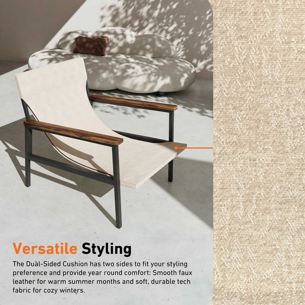 Mid-century Modern Accent Chair with Wooden Arms and Dual-Sided Cushion