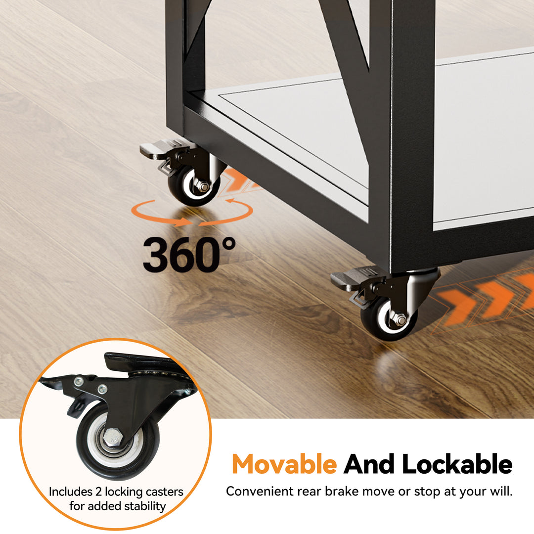 Modern Shade Outdoor Grill Cart with 150LBS Marble Countertop & 3-Drawers - 39 In W Heavy Duty Grill Table for Outside, Locking Casters, Waterproof Blackstone Table, Kitchen/Patio BBQ Cart
