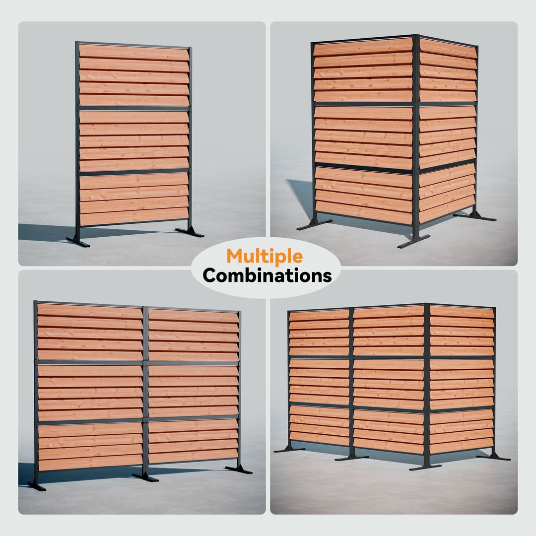 4'x6' Louvered Wood Privacy Fence with Open/Close Slats