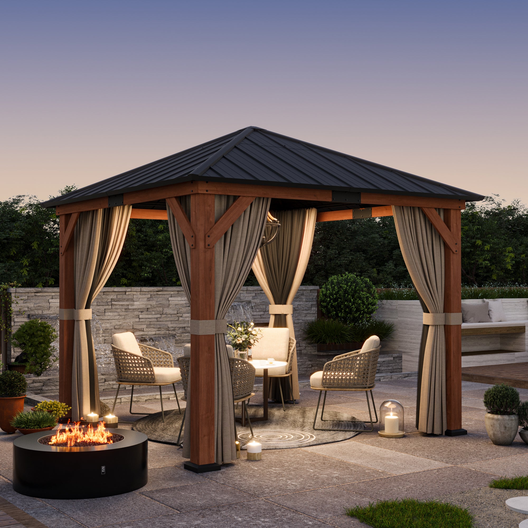 10x10 Tranquil Grove Cedar Hardtop Gazebo – Modern Shade