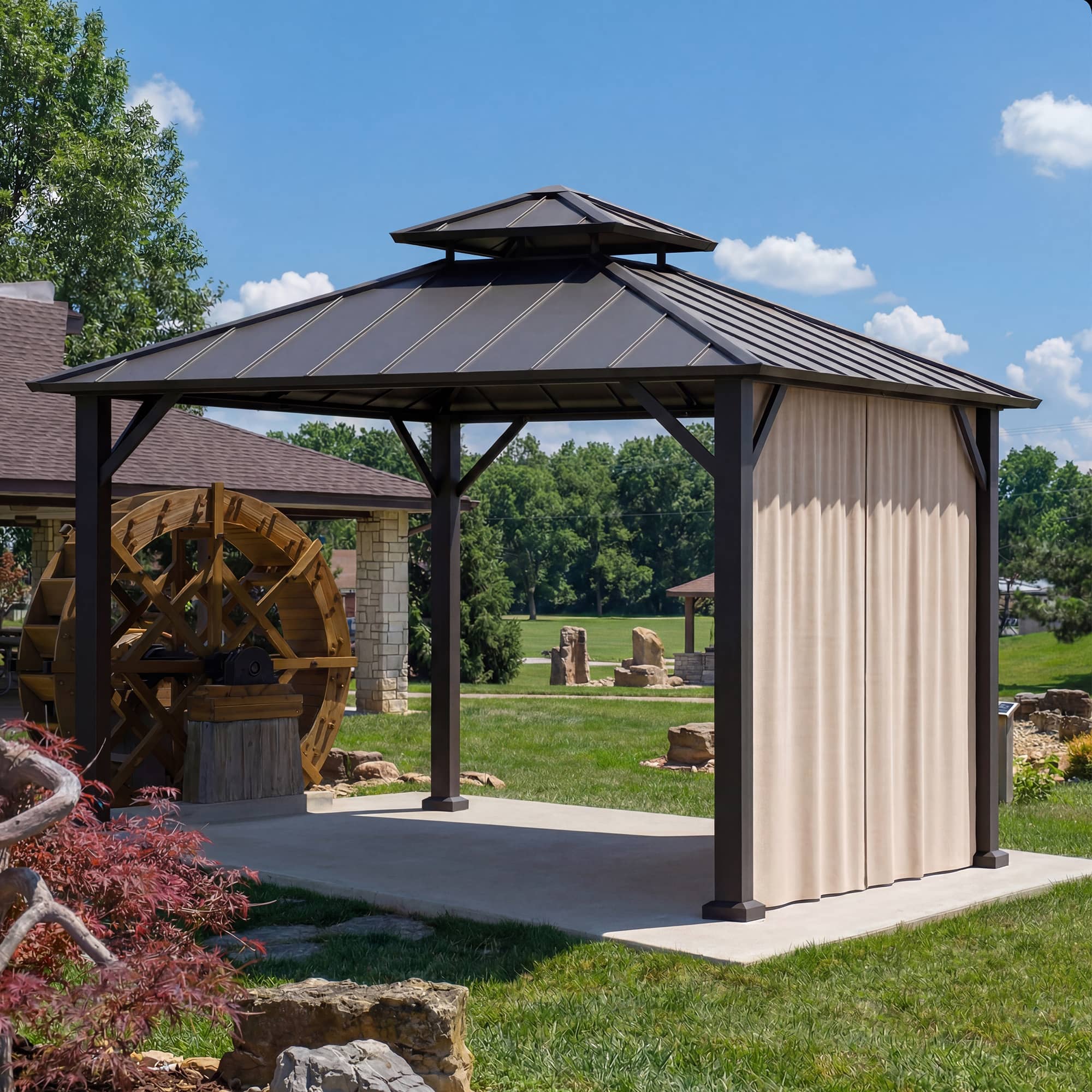 Yarn-dyed 10'x10' Hardtop Gazebo Privacy Curtain Panel – Modern Shade