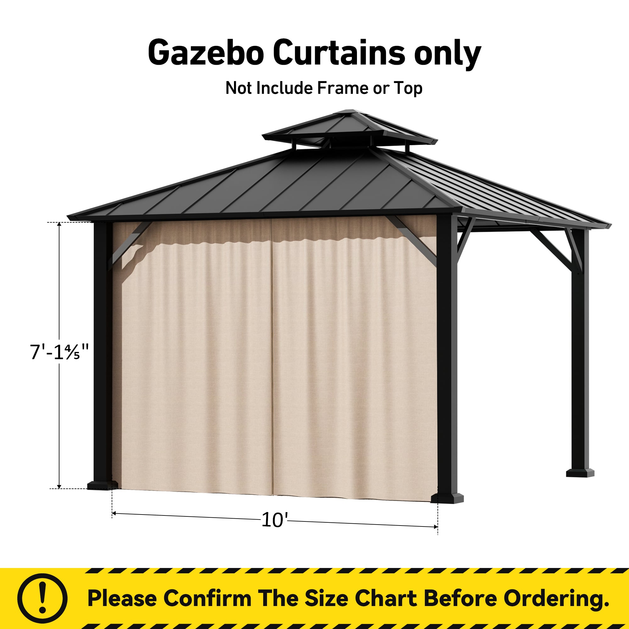 Yarn-dyed 10'x10' Hardtop Gazebo Privacy Curtain Panel – Modern Shade