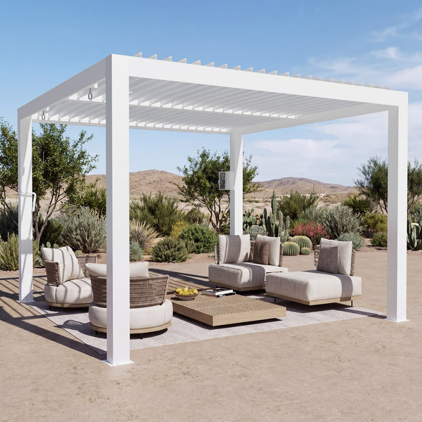 10'x10' Aurora Metal Pergola with Adjustable Louver