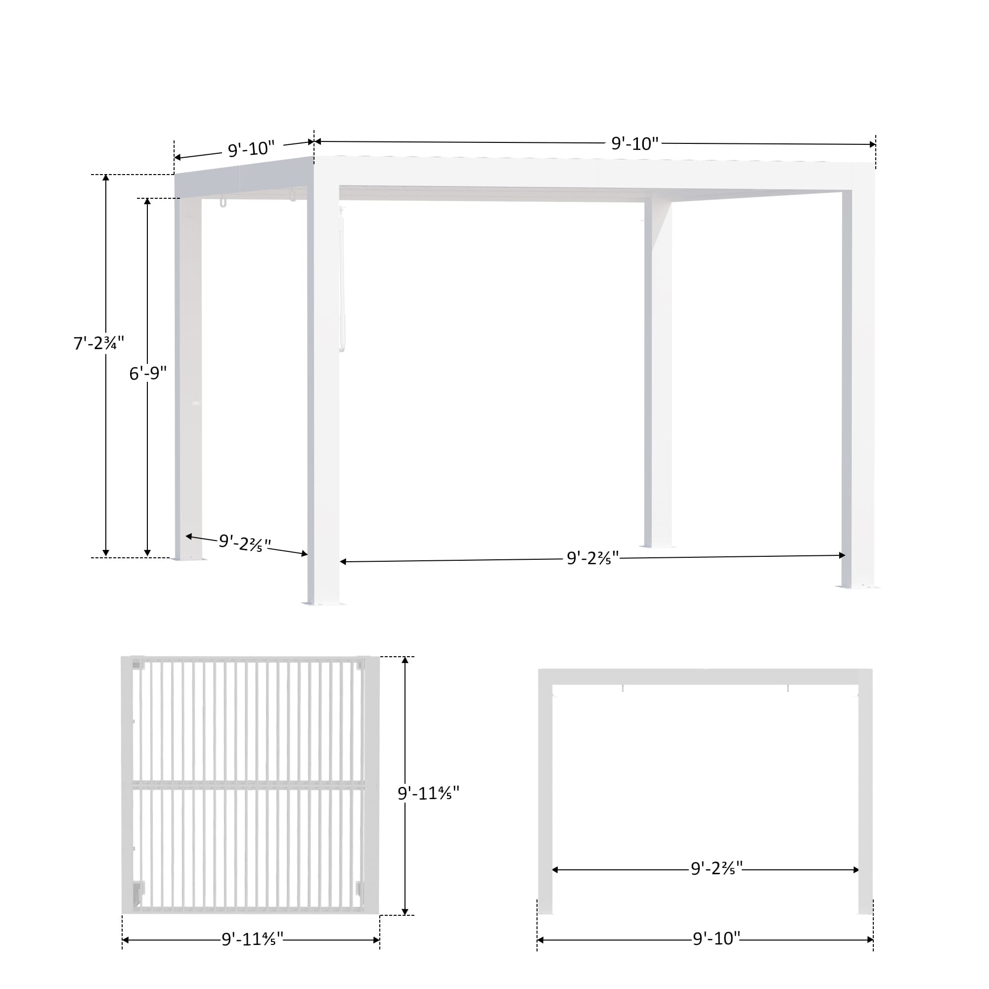 10'x10' Aurora Metal Pergola with Adjustable Louver – Modern Shade