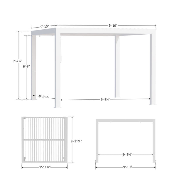 10'x10' Aurora Metal Pergola with Adjustable Louver