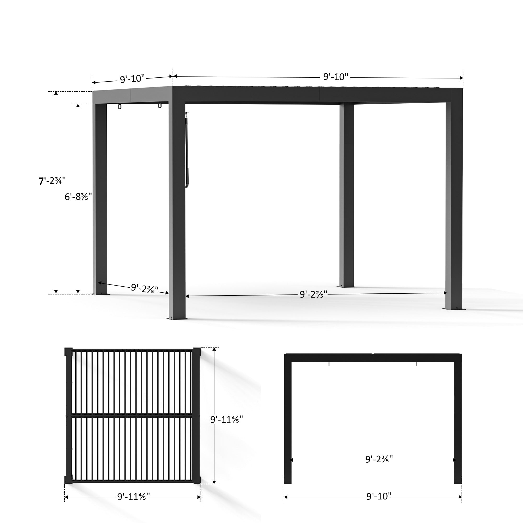 タロウページ 10'x10' Aurora Metal Pergola with Adjustable Louver – Modern Shade