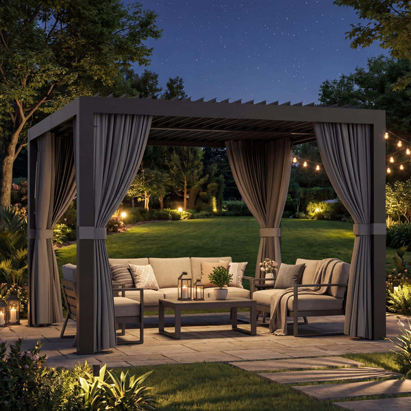 10'x10' Aurora Metal Pergola with Adjustable Louver