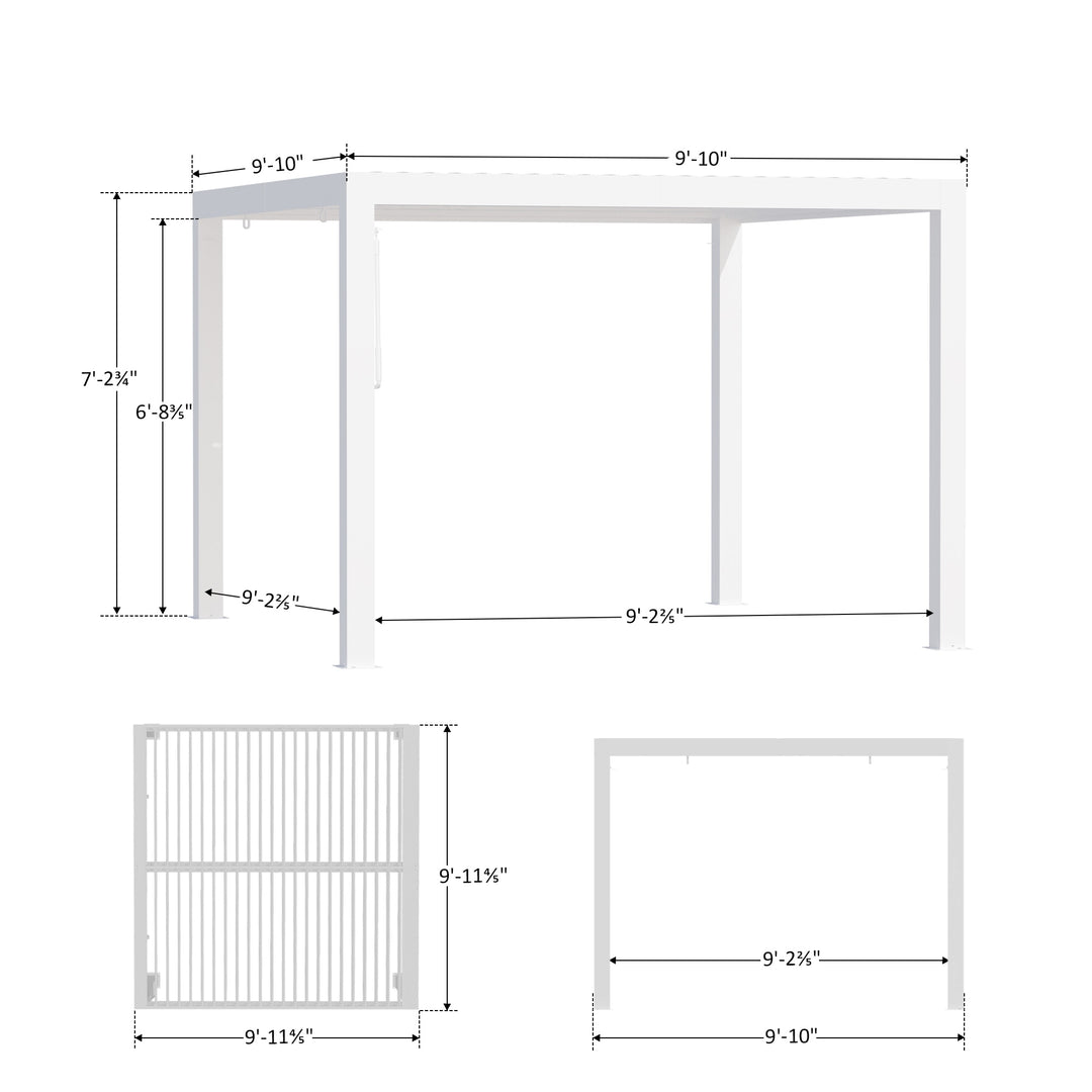 10'x10' Aurora Metal Pergola with Adjustable Louver