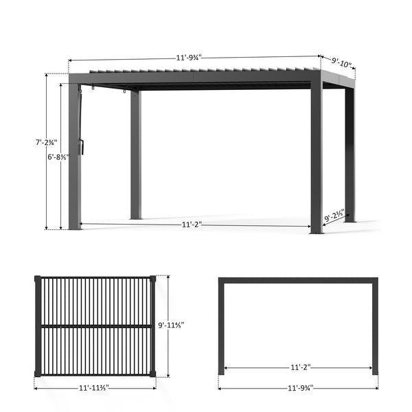 10'x12' Aurora Metal Pergola with Adjustable Louver