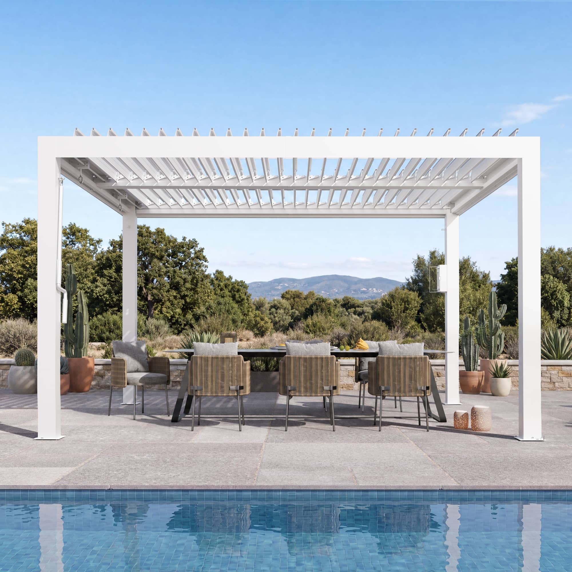 10'x12' Aurora Metal Pergola with Adjustable Louver – Modern Shade