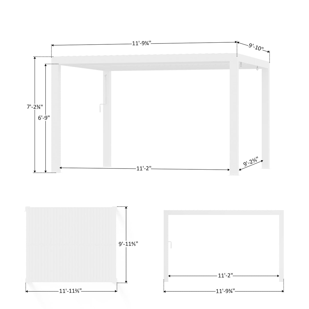 10'x12' Aurora Metall-Pergola mit verstellbaren Lamellen