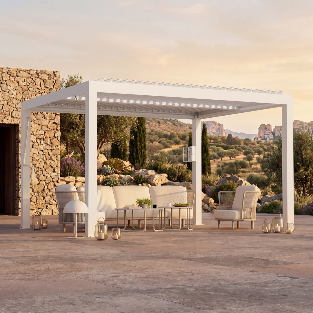 10'x12' Aurora Metall-Pergola mit verstellbaren Lamellen