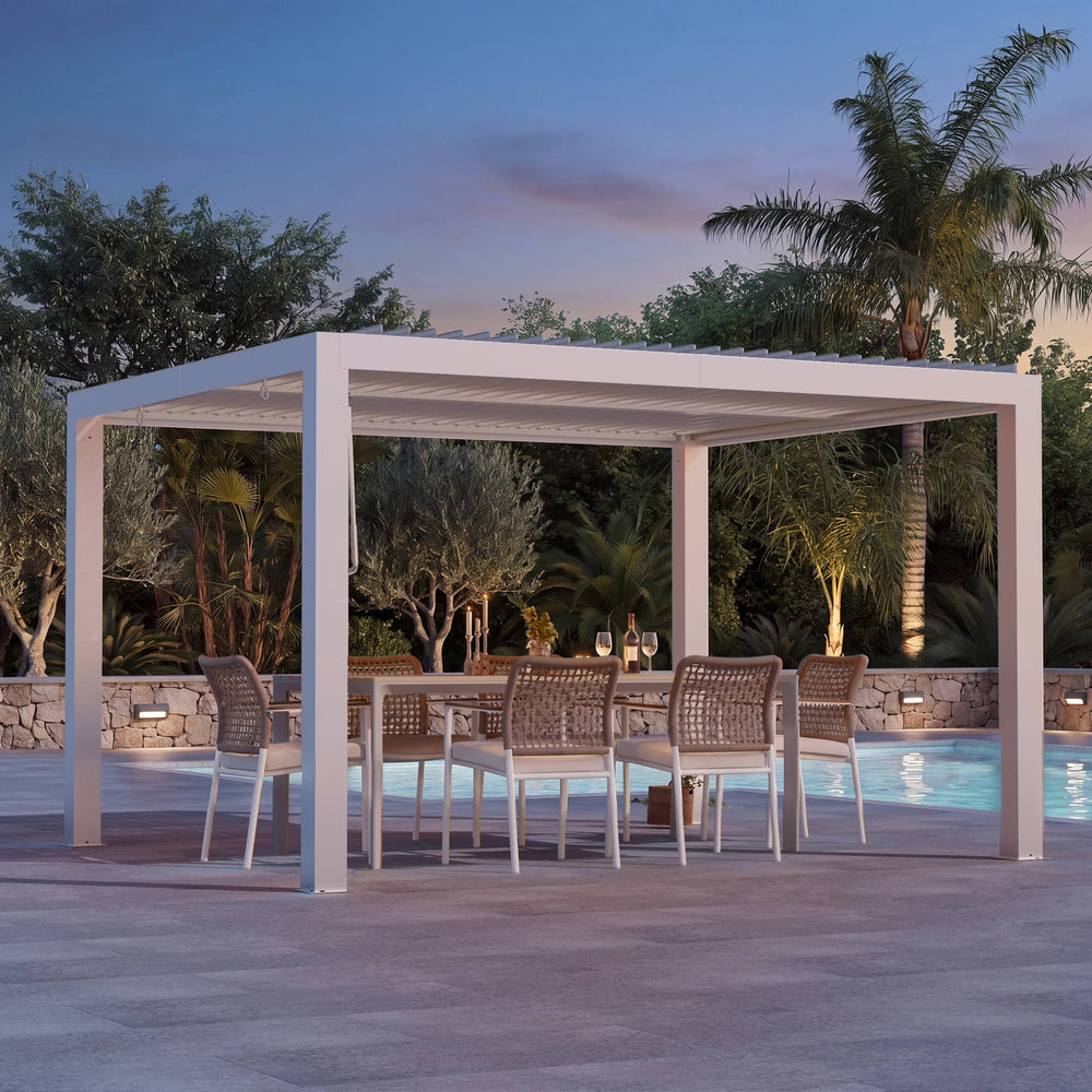 10'x12' Aurora Metall-Pergola mit verstellbaren Lamellen
