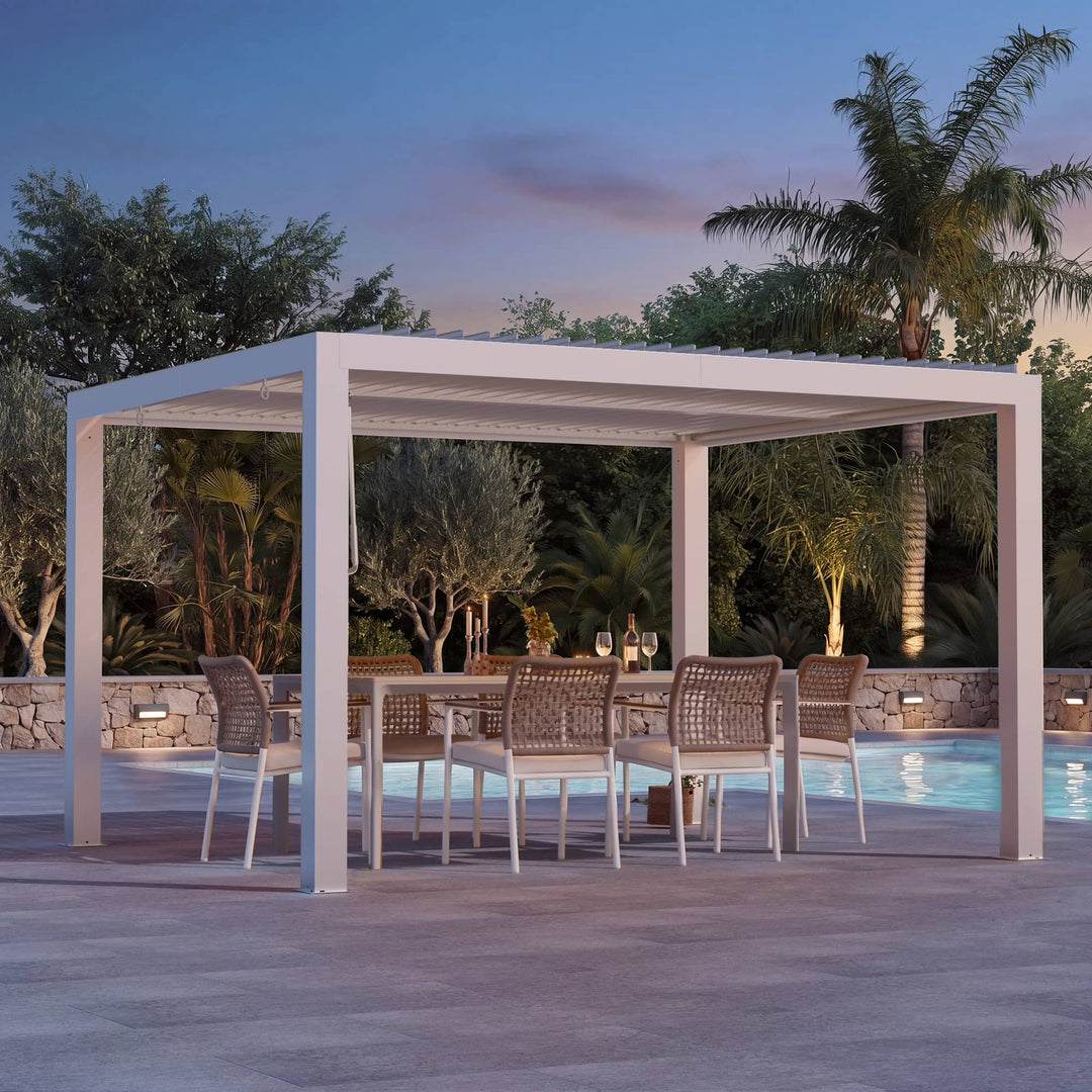 10'x12' Aurora Metall-Pergola mit verstellbaren Lamellen