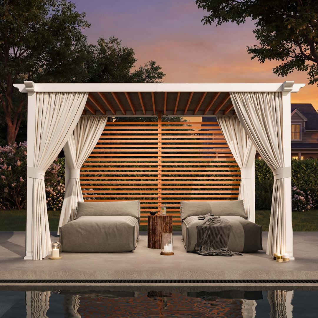 10x12 Fuß Open Sky Metallpergola mit Holzmaserung